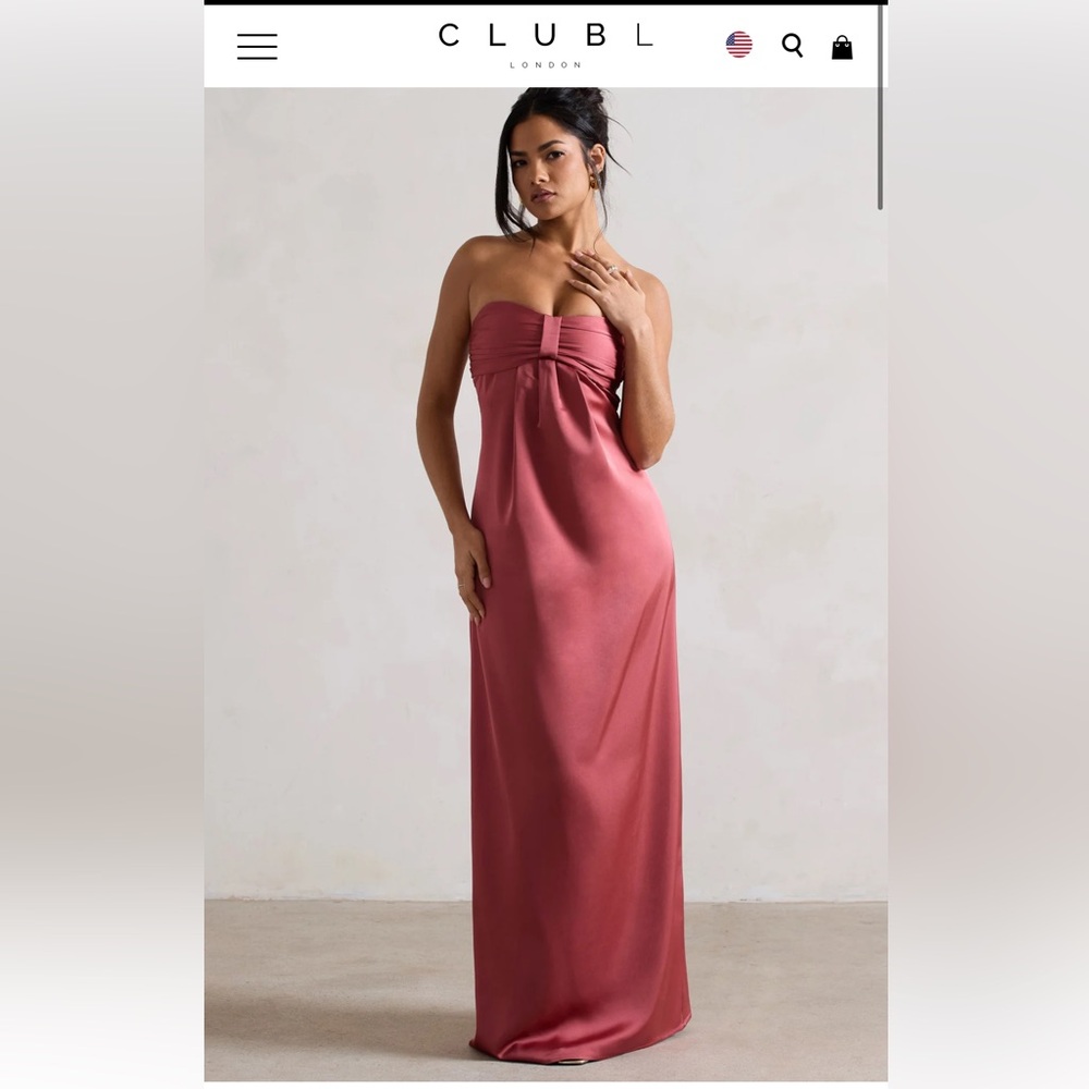 Club L London Strapless Satin Maxi Dress